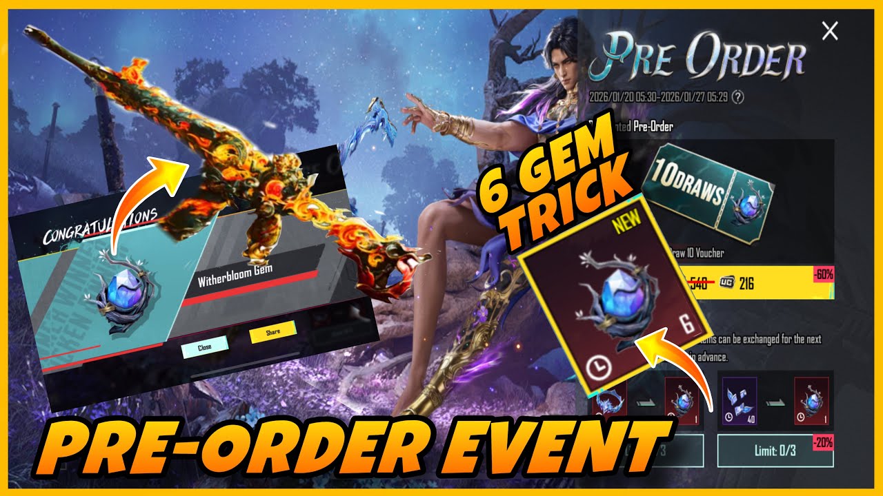 PRE-ORDER EVENT IS HERE 🔥 | GEM EXCHANGE BEST TRICK | FREE GEM TRICK | FREE UPGRADE GUN TRICK