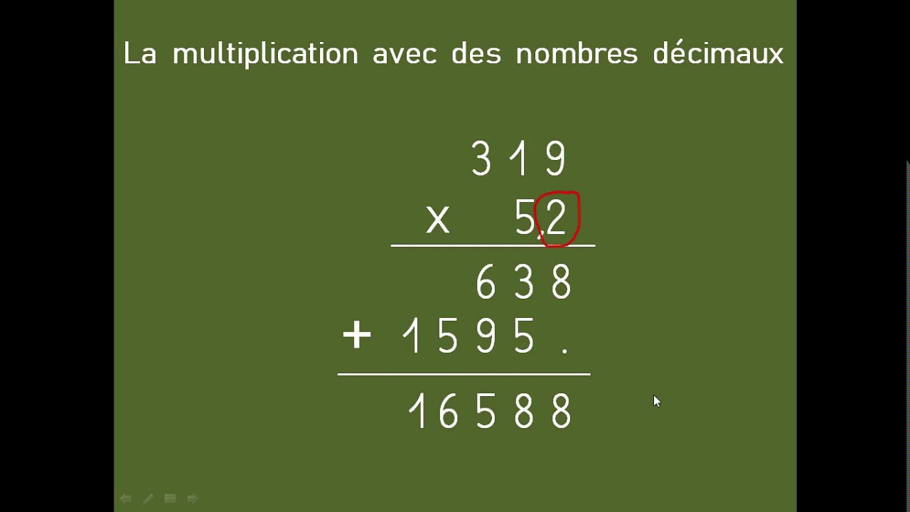 Technique opératoire de la multiplication avec des nombres décimaux