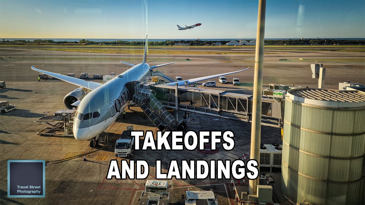 AIRPLANES TAKEOFFS AND LANDINGS. WINDOW SEAT VIEW.