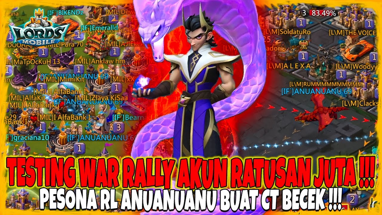 TESTDRIVE WAR RALLY AKUN RATUSAN JUTA !!! PESONA RL ANUANUANU MENYALA !!! - Lords Mobile Indonesia