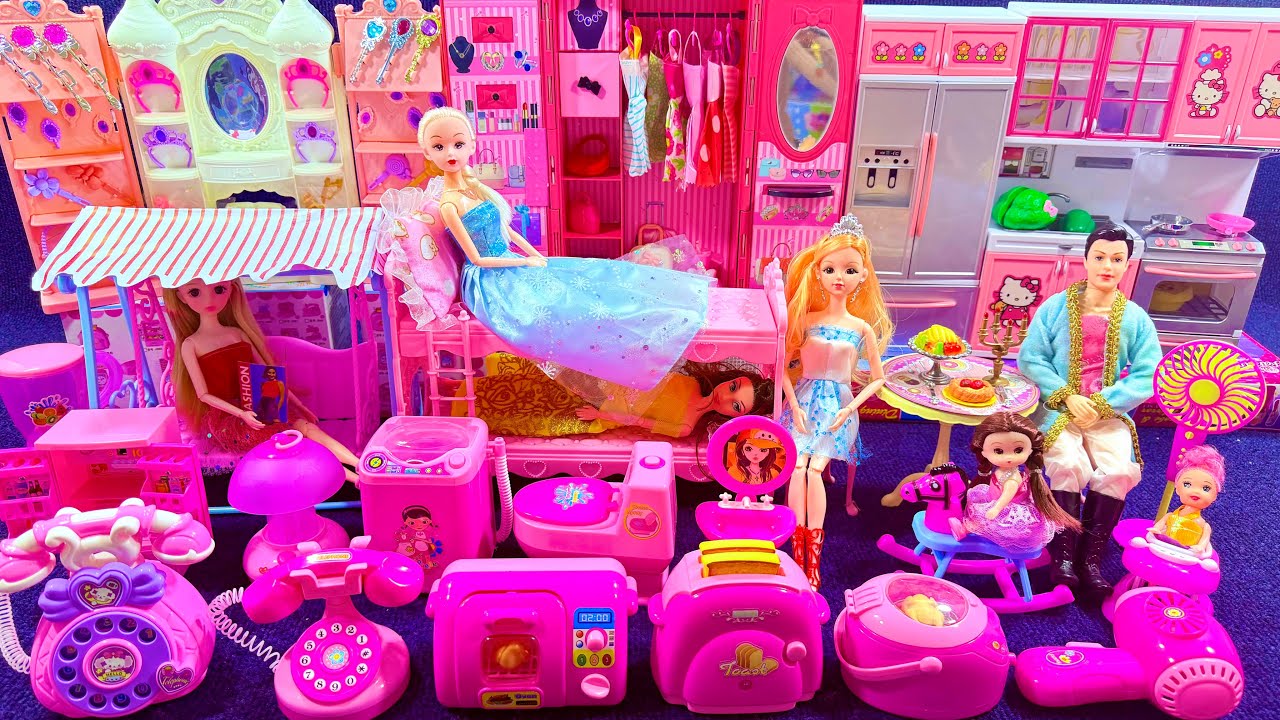15 Minutes Satisfying with Unboxing Barbie Princess Pink Kitchen Rock Bed Play Set Review Toys