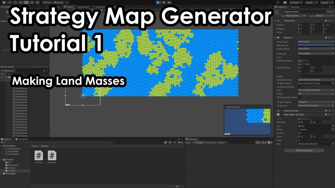 Making a Hex Based Strategy Map Generator in Unity - Tutorial 1 - Generating Land