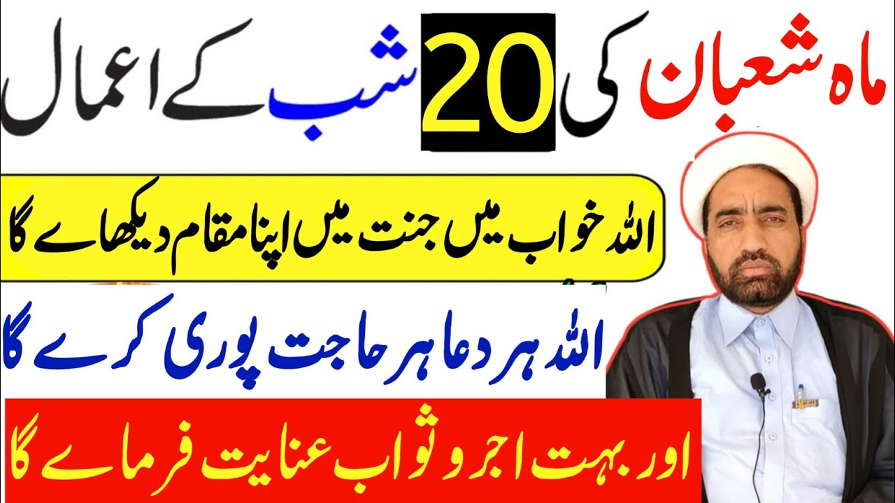 Mah e Shaban ki 20 Shab Ka amal || 20 Shaban Ka din Ka amals || By Allama Fida Hussain ||