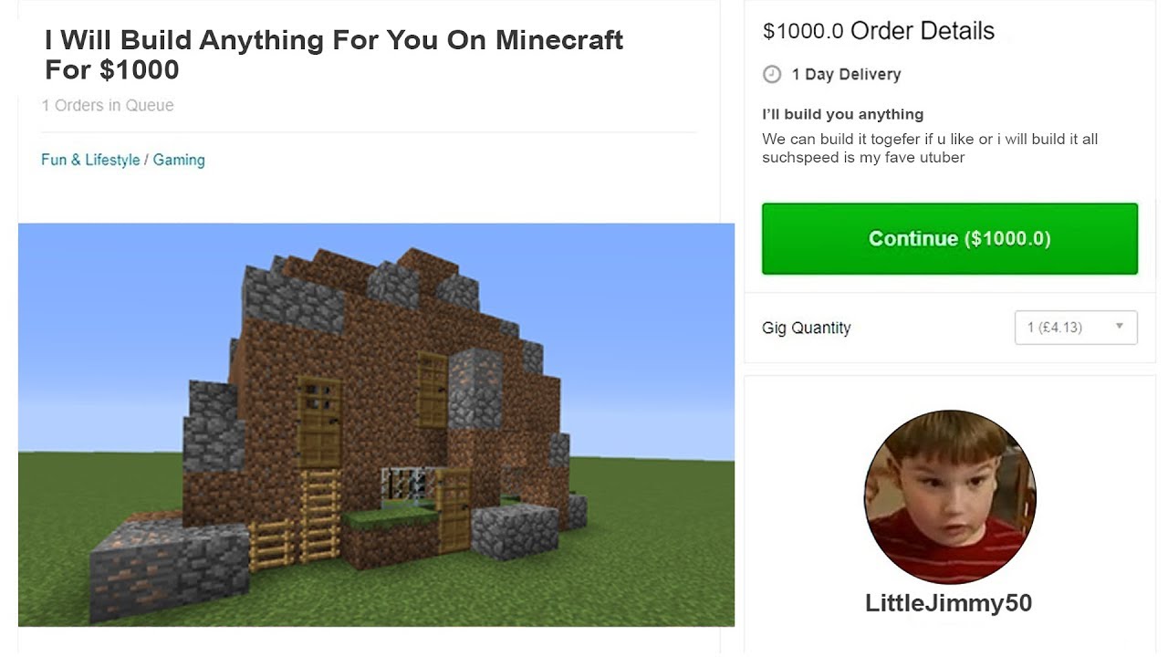 Поэтому я нанял строителя Minecraft от FIVERR за 5 долларов...