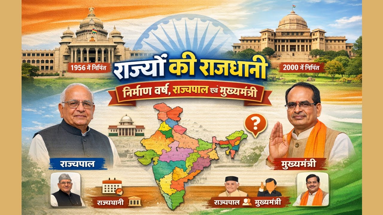 भारत के सभी राज्यों की राजधानी | निर्माण वर्ष | राज्यपाल एवं मुख्यमंत्री | GK 2026 l Current Affairs