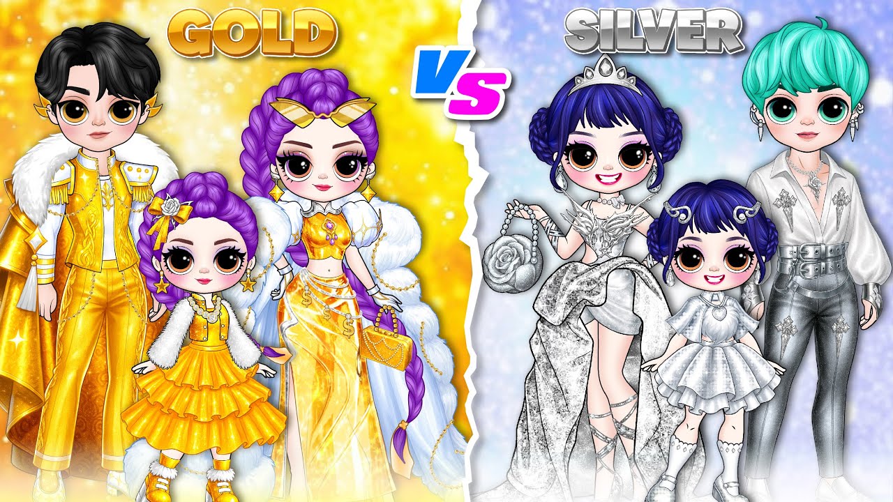 K-Pop Demon Hunters: Huntrix & Saja Boys Turn Into GOLD vs SILVER Family! | DIY Fashion Paper Dolls