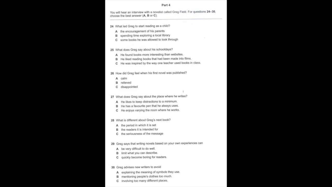 Listening B2, FCE Practice Plus 2 2015, Test 4, Part 4