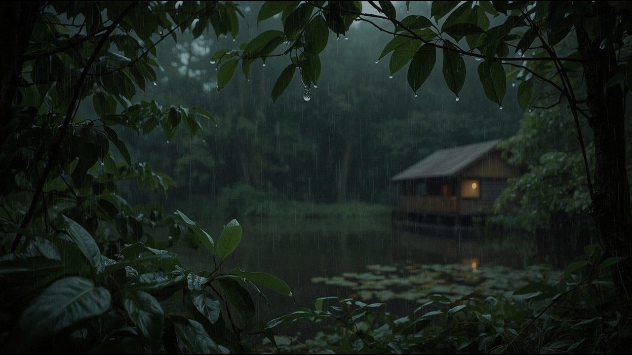 🌧️🌲 This Heavy Forest Rain with Soft Piano Music Will Help You Fall Asleep in Minutes
