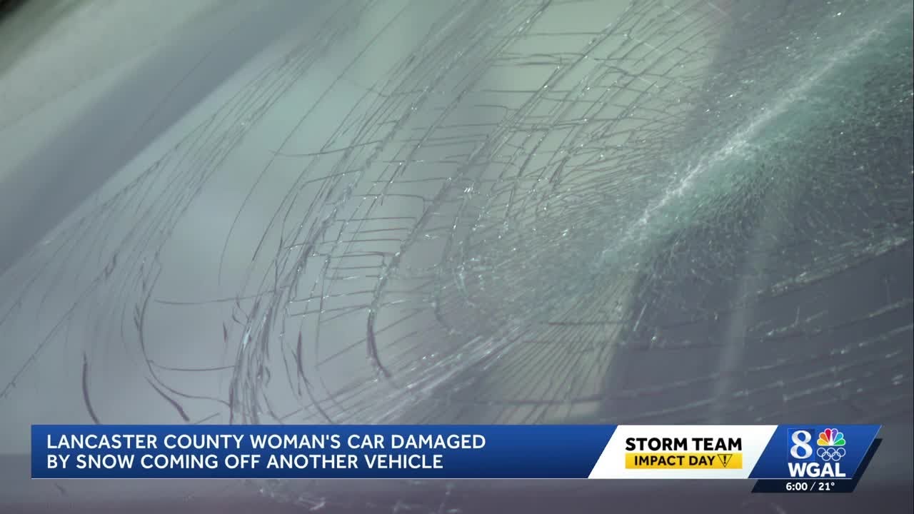Icy projectile smashes Lancaster woman's windshield