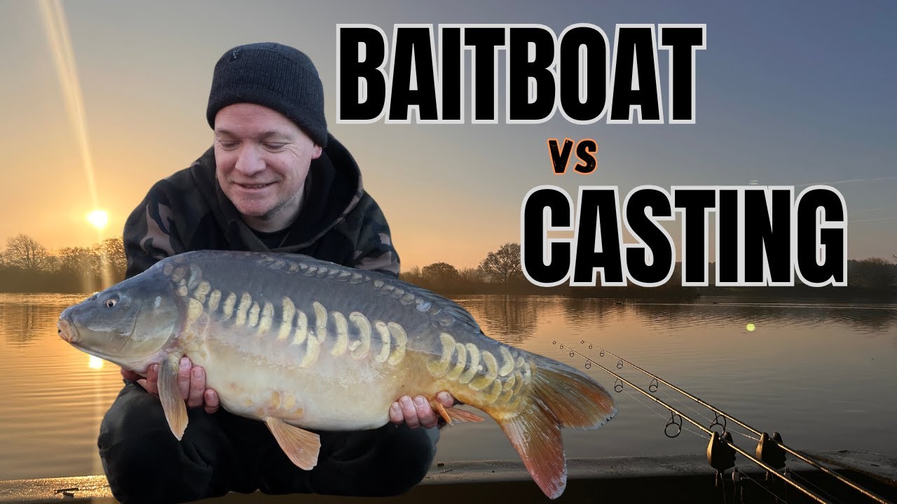 *CARP FISHING* BAIT BOAT vs CASTING at S&R fishery Sandpit lake.