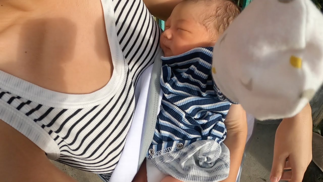 【フィリピン国際結婚】生後2日目のハーフ息子が生まれて初めての朝日で日向ぼっこする【新生児の赤ちゃん／海外生活】