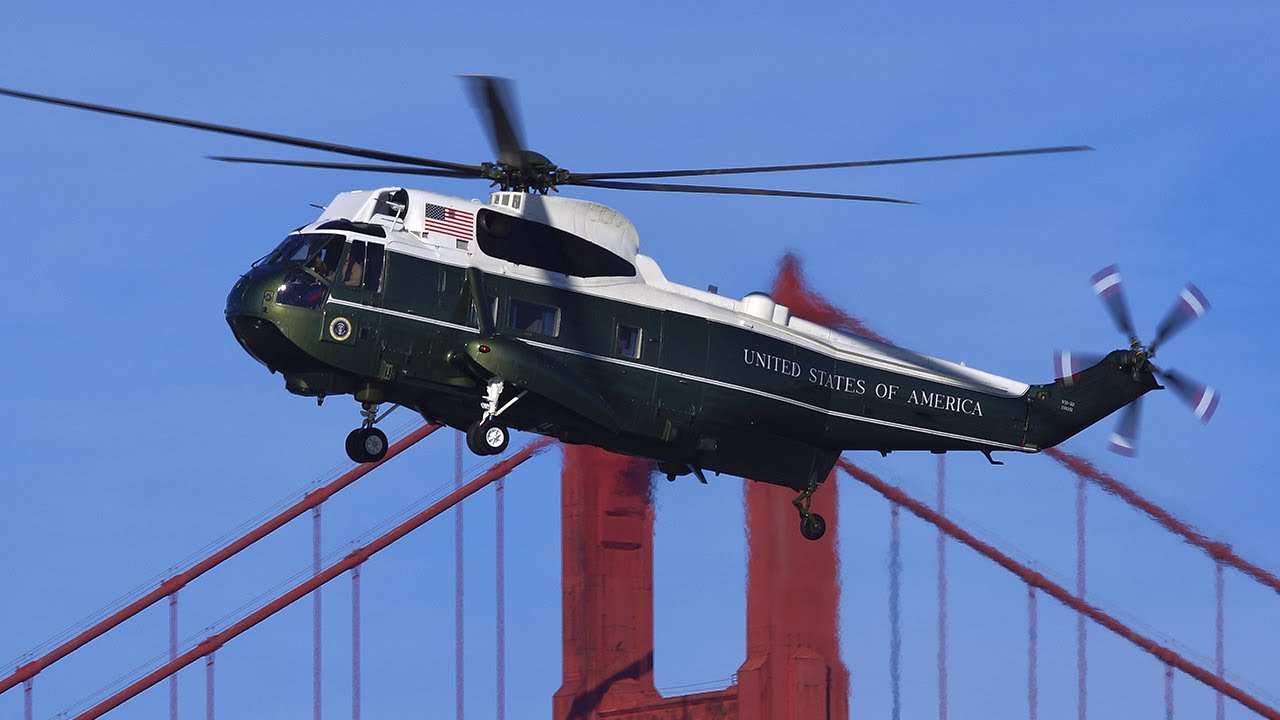 President Obama flies out of Crissy Field on February 13, 2015