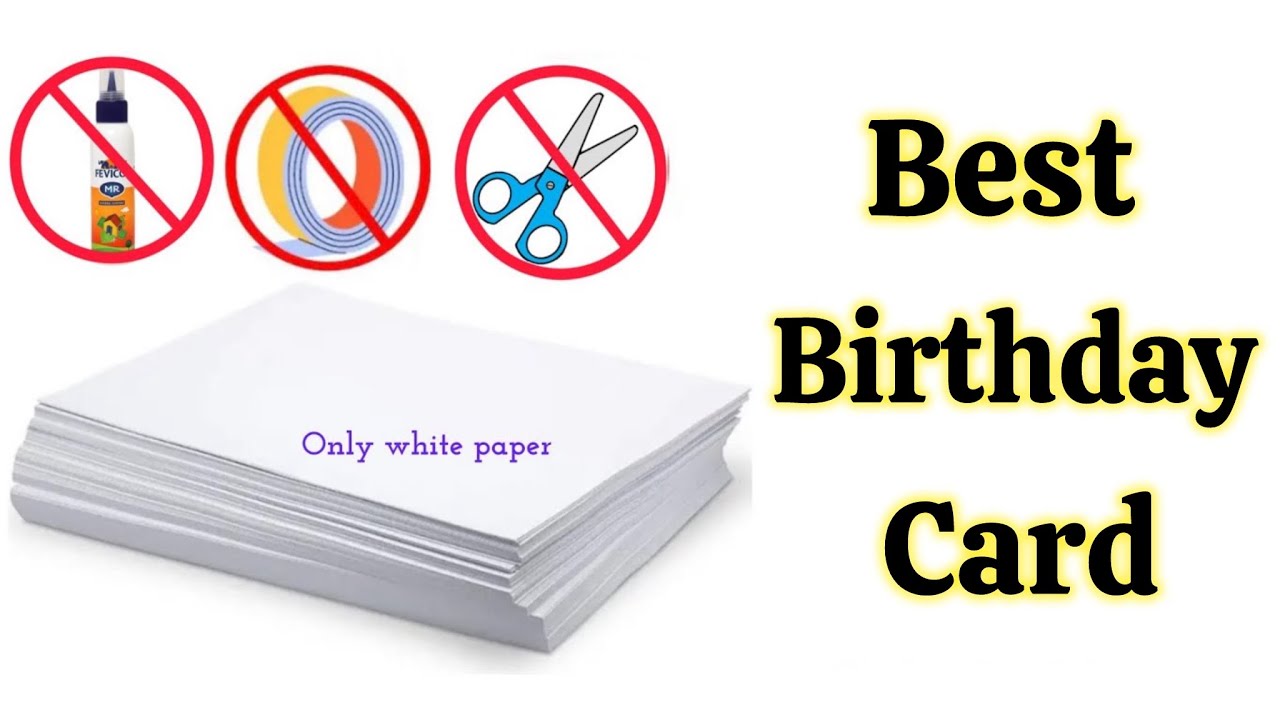 Easy & Beautiful white paper Handmade Happy Birthday Greeting Card making 2025 | DIY Birthday Card