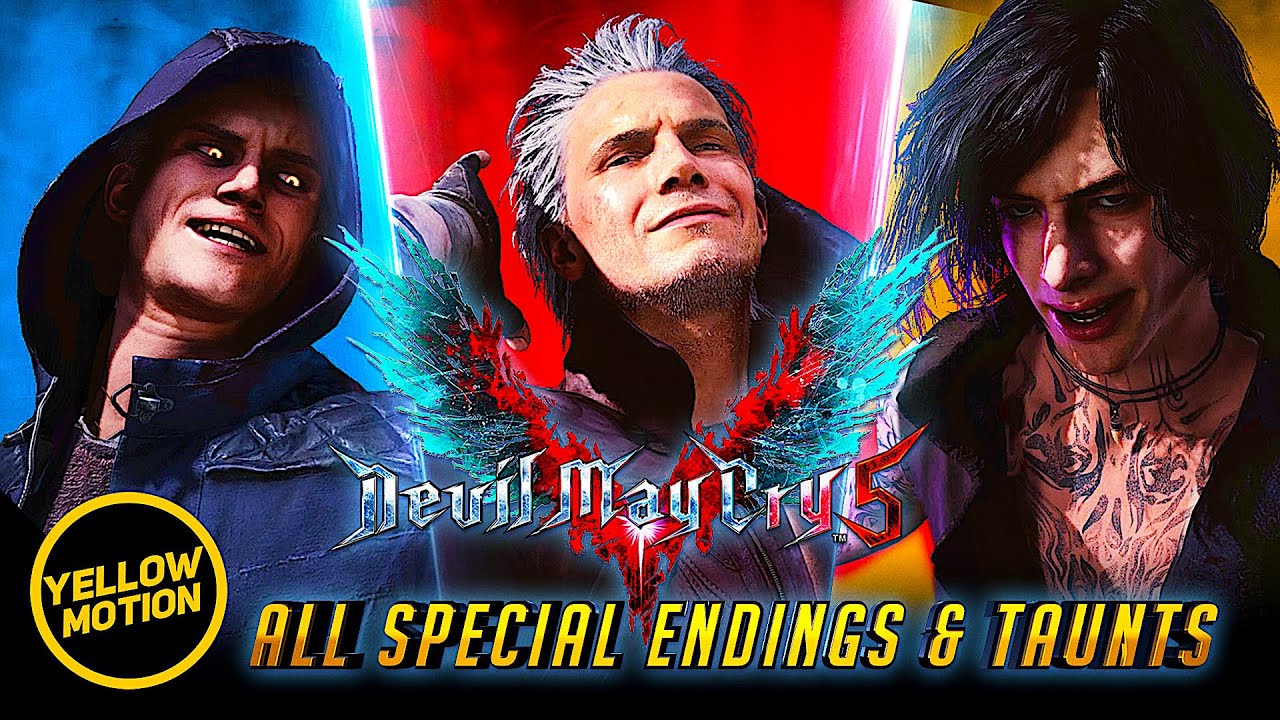 Devil May Cry 5 | Bloody Palace All Special Win Endings & Taunts of Nero, Dante & V