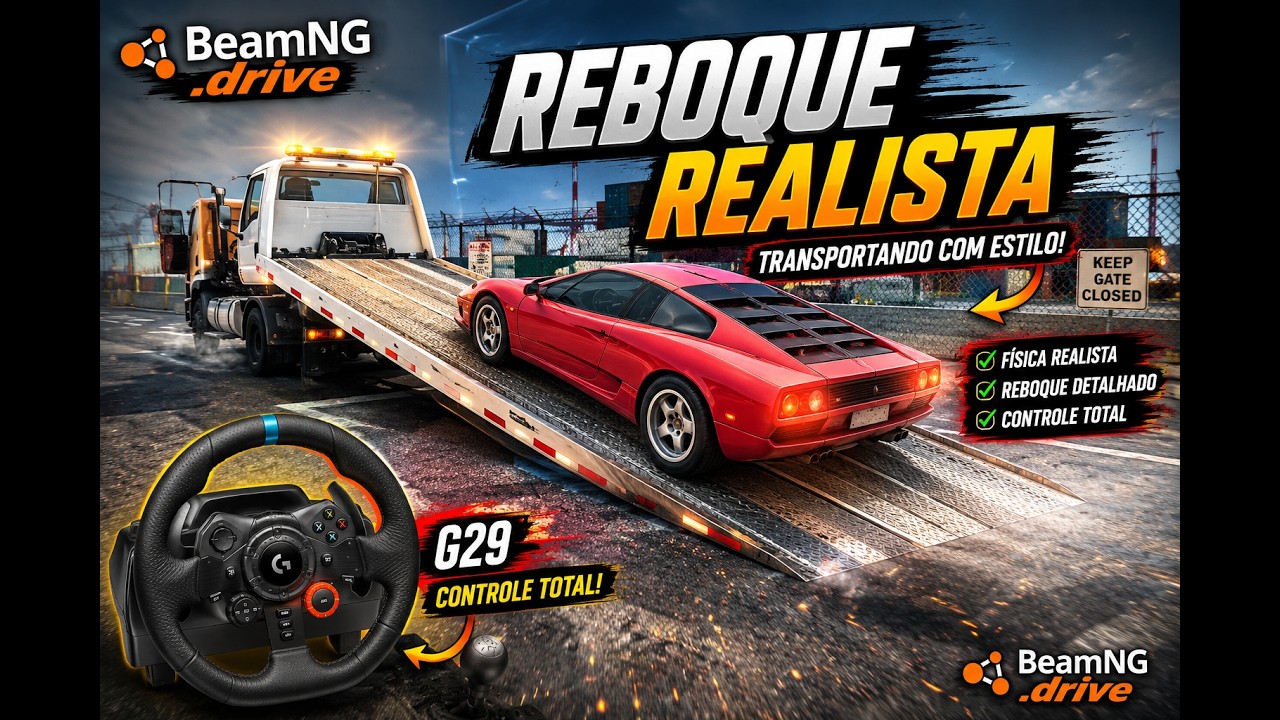 Como é JOGAR BeamNG.Drive no Reboque Realista com um volante G29