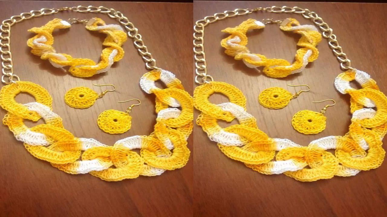 BONITOS COLLARES Y ATRETES TEJIDAS A CROCHET/GANCHILLO