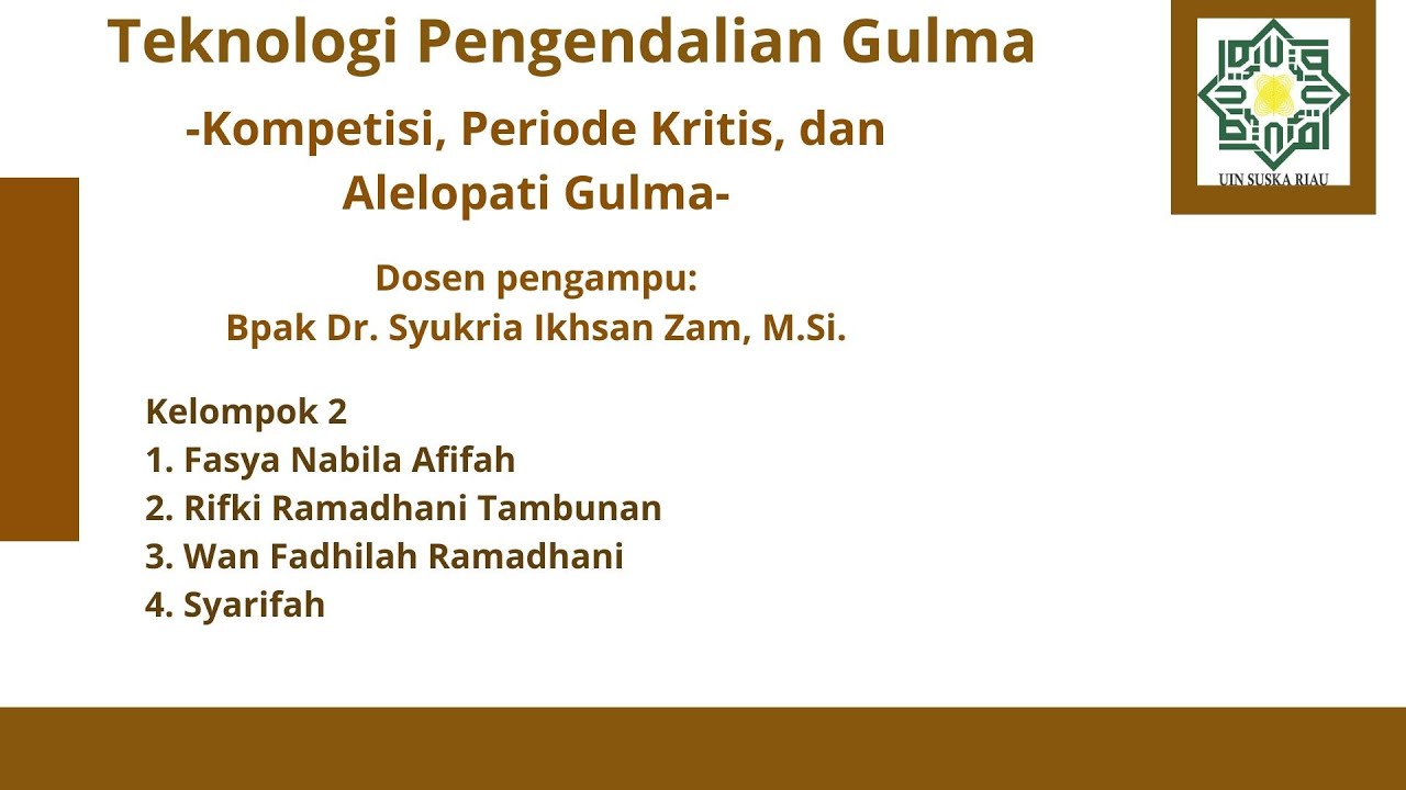 Presentasi kel 2, Kompetisi, periode kritis dan alelopati gulma 