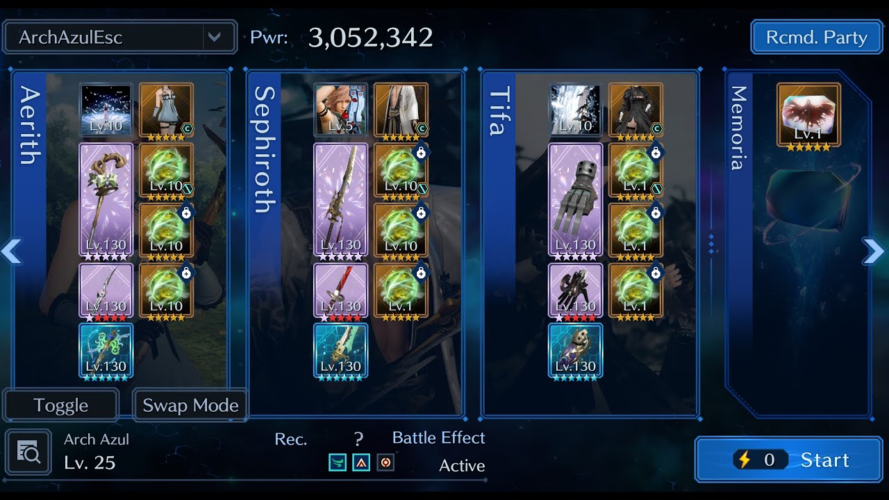 FF7 EC - Arch Azul - Escalation Challenge - Lv. 25 - no heal, just reprieve and animation cancelling