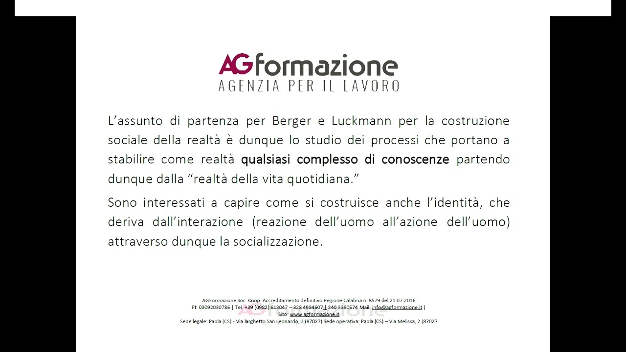 La realta come costruzione sociale