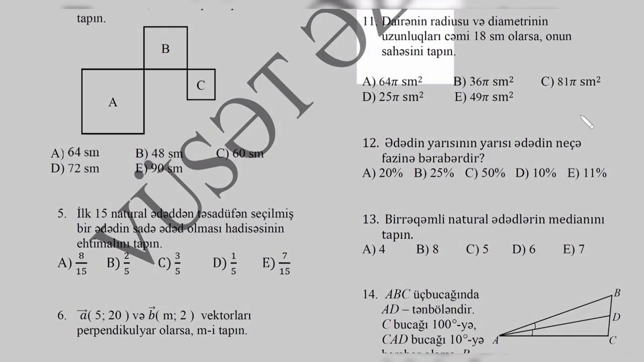 9 cu sinif riyaziyyat buraxılış imtahanının suallarının izahı 2019 3