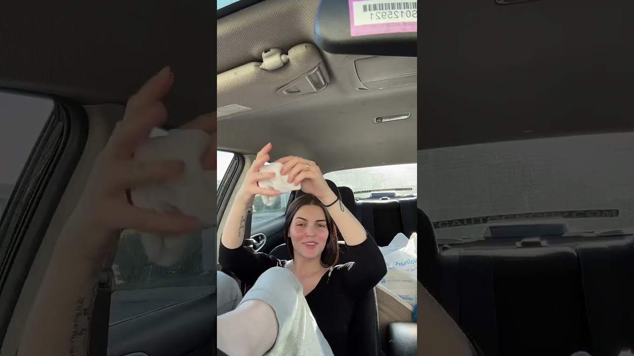 Girl Showing Her Socks and Feet in Her Car 