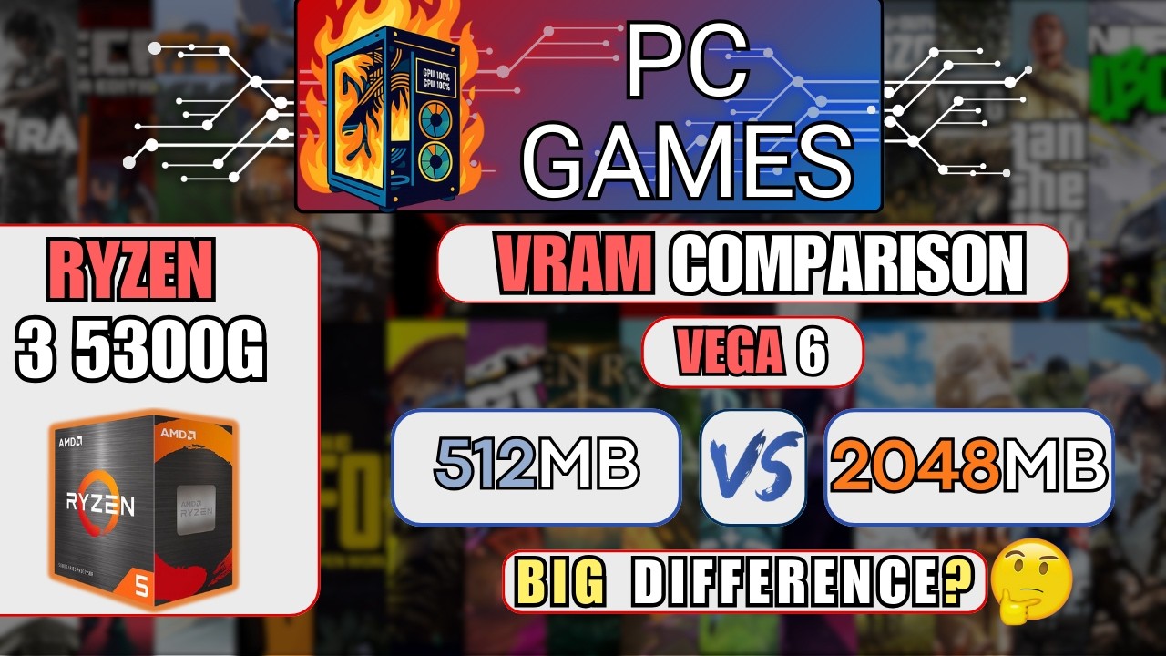 Ryzen 3 5300G Vega 6 | How Much VRAM Do You Need? 512MB vs 2GB Gaming Test