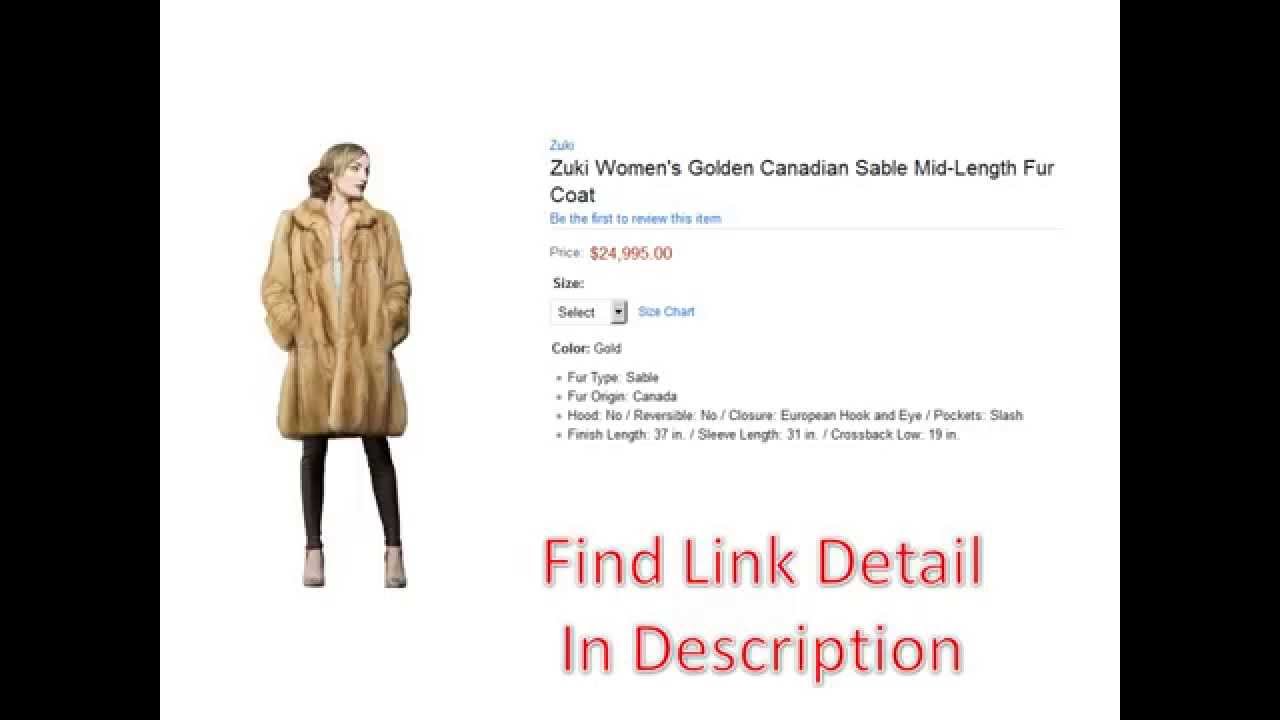 Zuki Women's Golden Canadian Sable Mid-Length Fur Coat