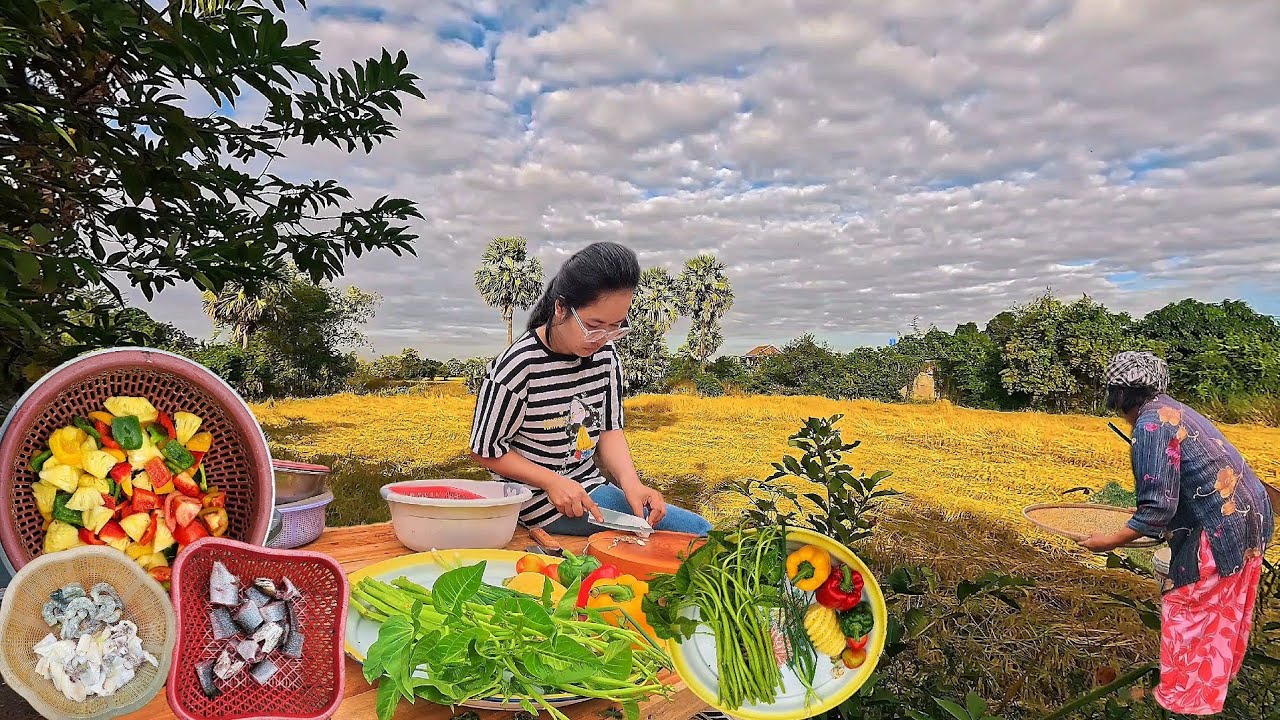Rural Cambodian Cooking & Harvest Life | Natural, Simple & Beautiful
