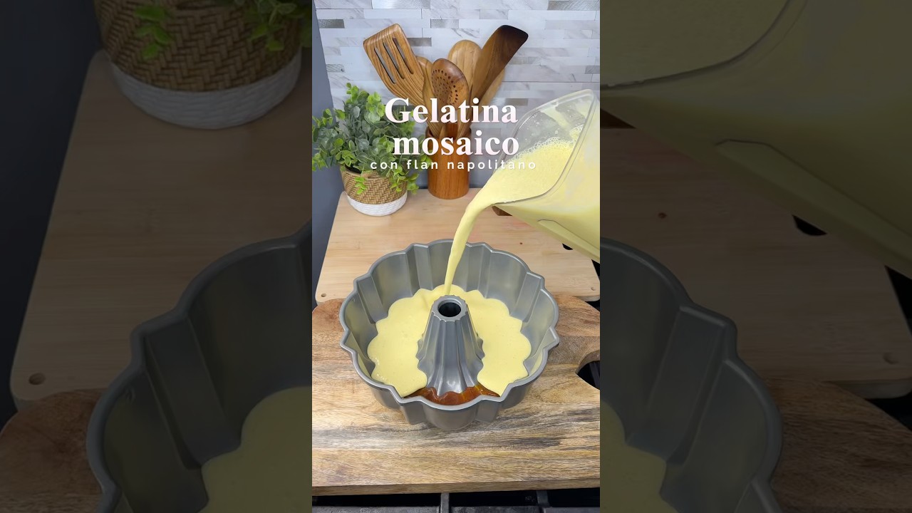 Gelatina mosaico con flan🍮 #gelatina #gelatinamosaico #flannapolitano  #jelly #viralshorts