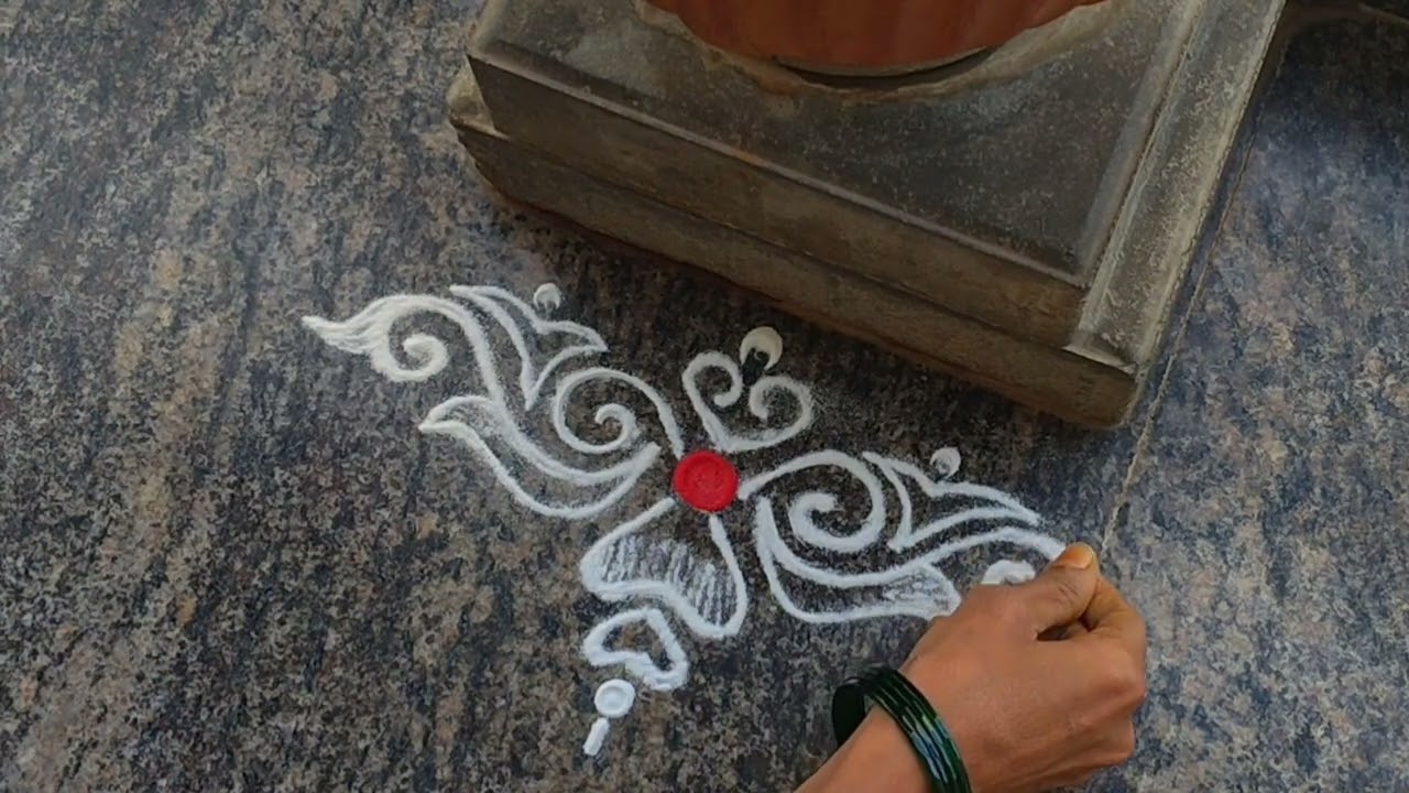 2 simple border rangoli designs ✨ Tulasi katte rangoli ✨ side borders #rangoli