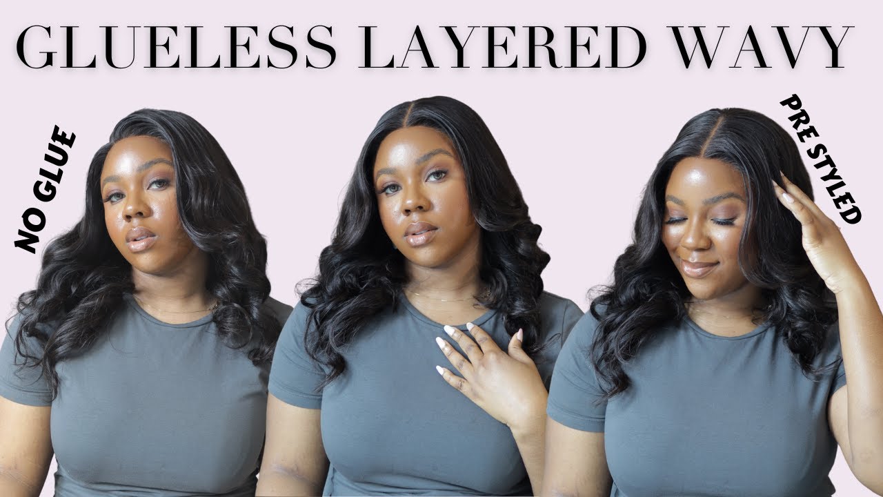 COMPLETELY GLUELESS LAYERED BODY WAVE CLOSURE WIG INSTALL FT LUVEME HAIR