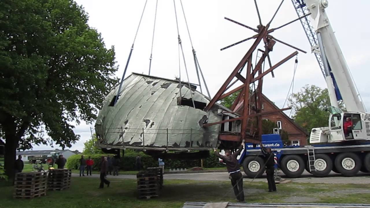 Abnahme der M&uuml;hlenkappe der Windm&uuml;hle Hansing in Labbus bei Sulingen Teil 3