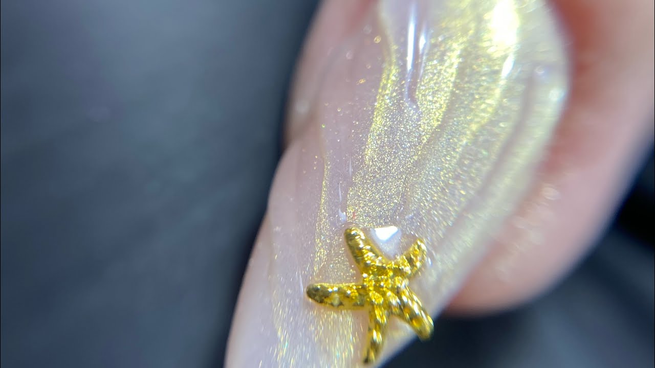 Nail arte em gel fundo do mar 🌊🐚