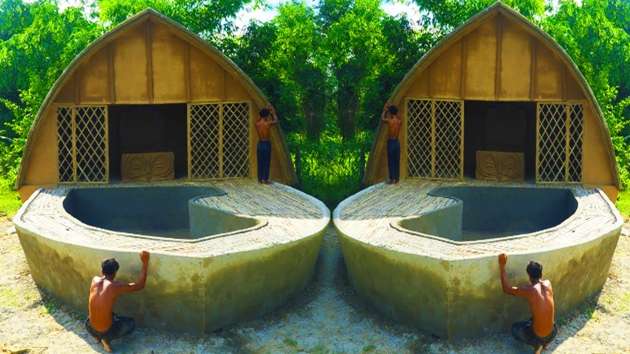 [Full 47Days] Complete Understanding Construction | Swimming Pool, House & Survive life.