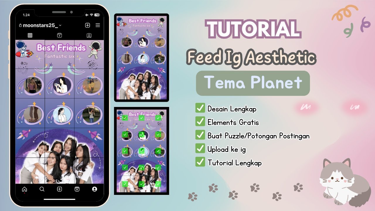 Tutorial Puzzle Feeds Instagram Tema Planet Bareng Sahabat/Pacar || Desain Canva 🌻