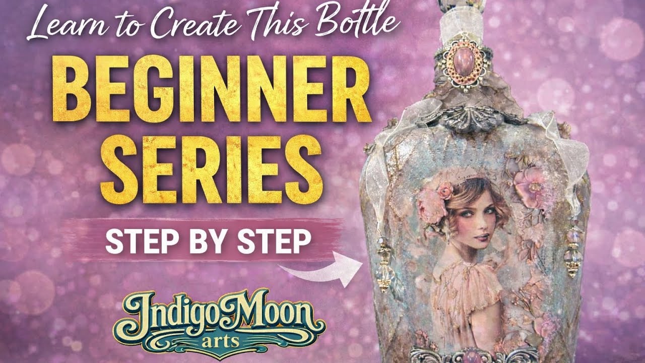 VIDEO 11 - Decoupage Vintage Art Bottle. Highlight Blending & Detail Stippling #decoupage #vintage