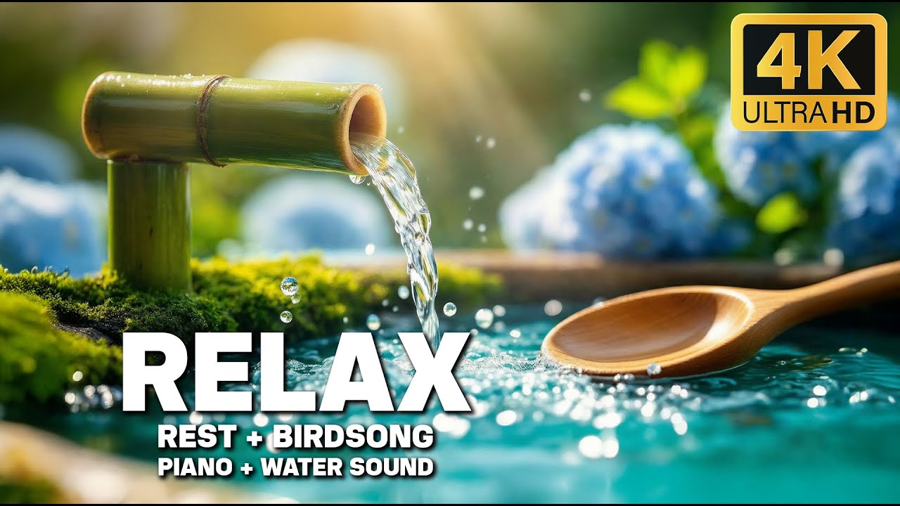 Bamboo Water Sounds with Calm Healing Music 🌿 Stress Relief, Emotional Balance and Calm