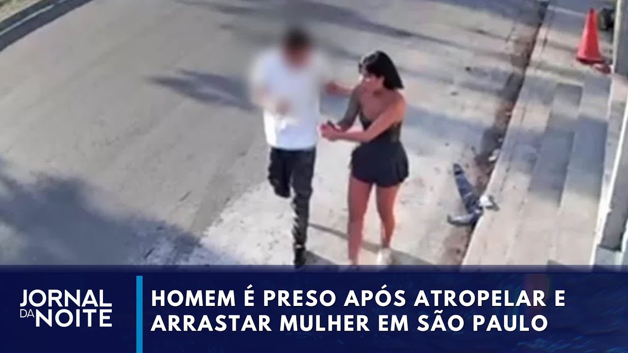 Homem atropela e arrasta mulher em S&atilde;o Paulo | Jornal da Noite