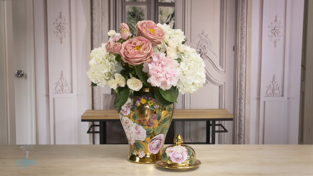 Vintage Flowers of the Past: a Hydrangea and Rose floral design