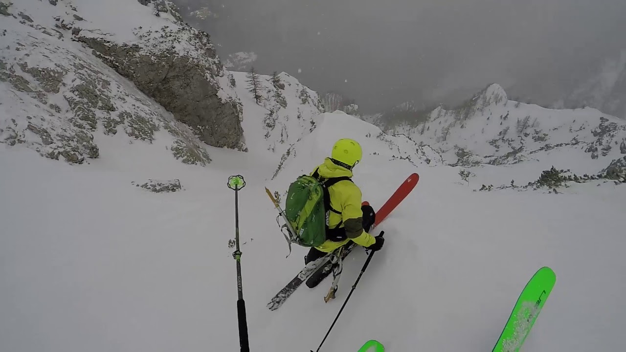 Kalški greben - Kranjska smer, prvi smučarski spust
