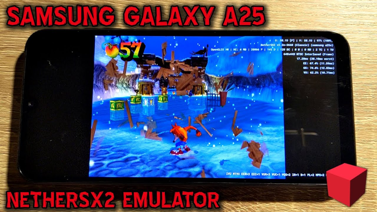 Galaxy A25 / Exynos 1280 - Crash Bandicoot TWOC / PES 6 - NetherSX2 v2.2n-3668 - Test