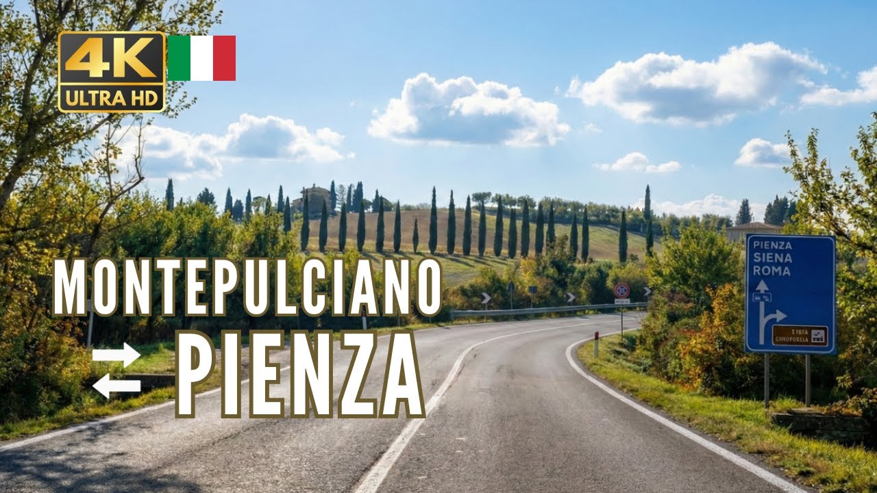 Z Montepulciano do Pienzy: Val d'Orcia, Toskania | Jazda Samochodem 4K 🇮🇹