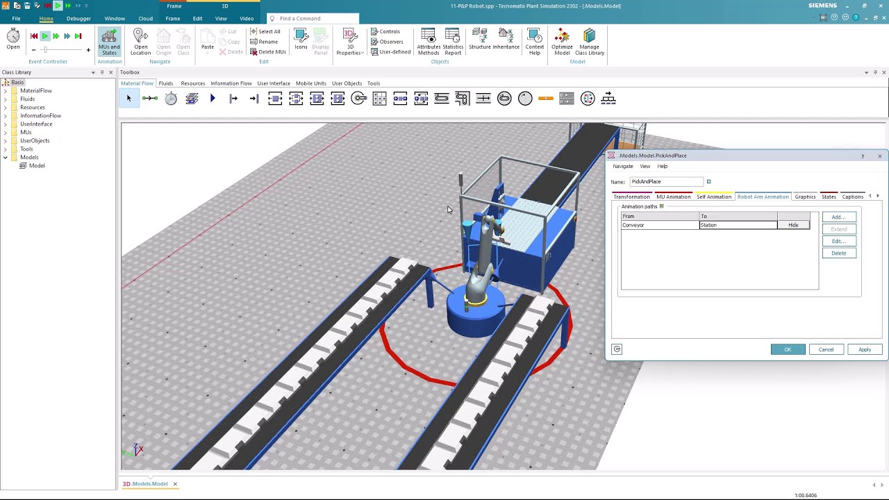 Plant Simulation 11 - pick and place robot