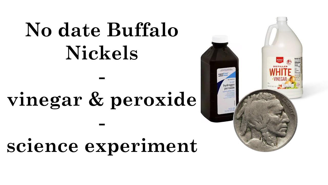 No date Buffalo Nickels - vinegar & peroxide - science experiment