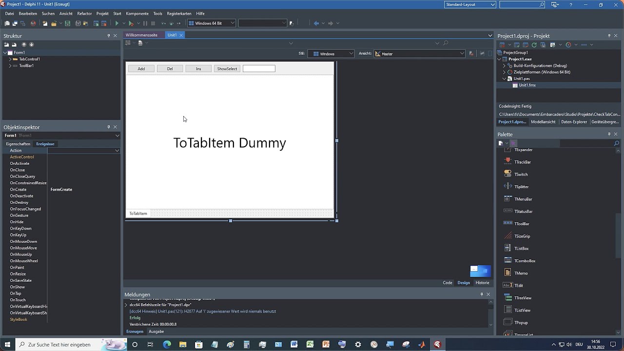 Tutorial: TabControl in FireMonkey (Delphi DX 11.2 Alexandria) on Windows and OSX64