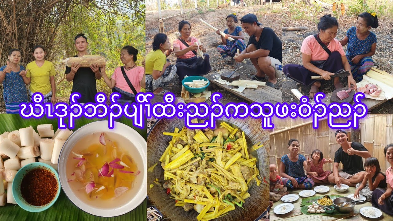 Cooking yummy food and eating with family 