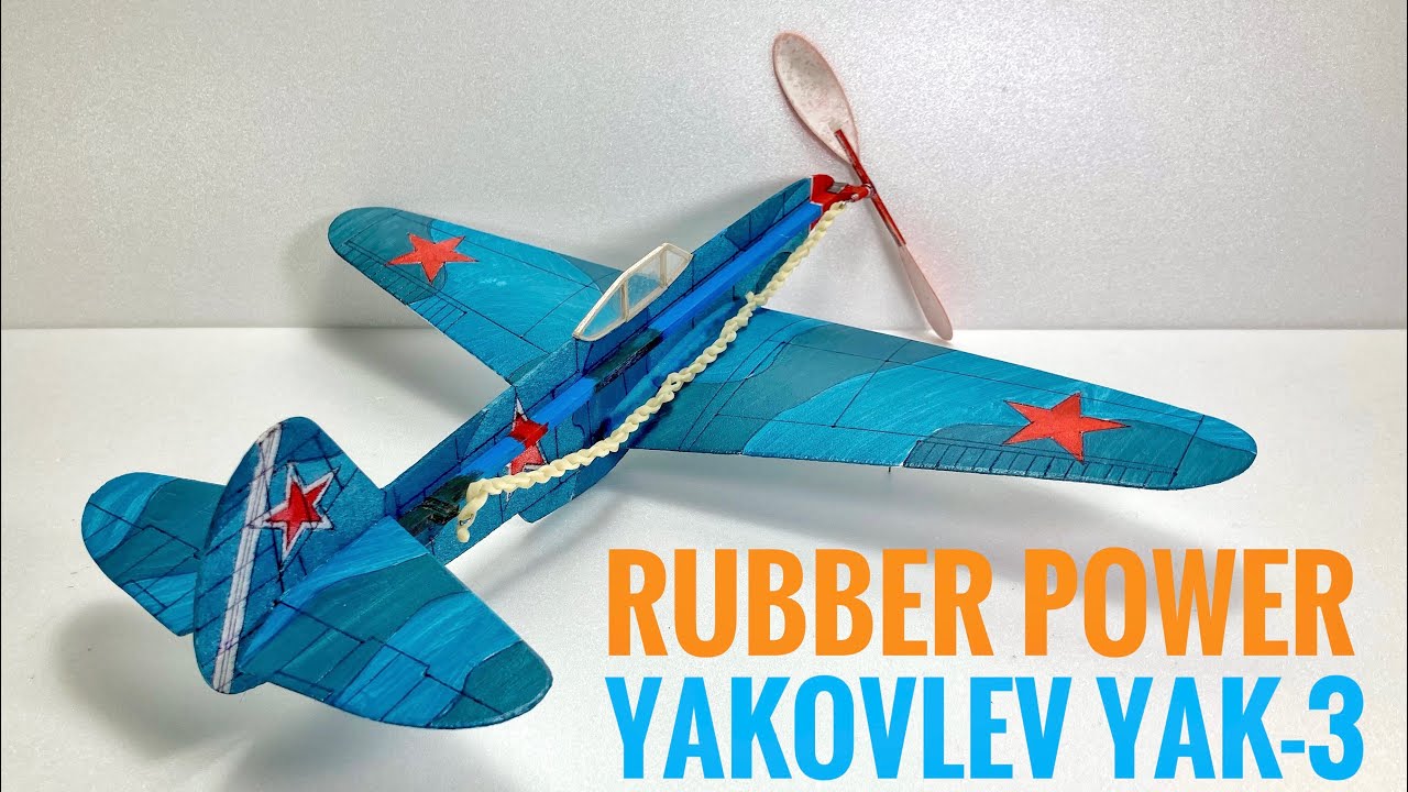 YAK 3 Free Flight Rubber Powered Model Soviet Airplane
