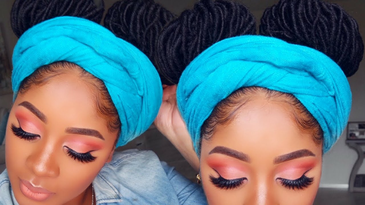 Summer Peach Eye Makeup Tutorial | Fun Double Bun Crochet Protective Style