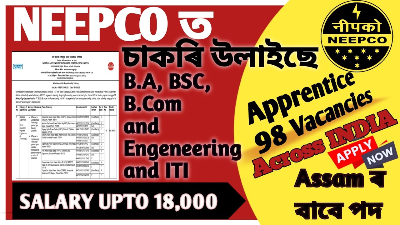 NEEPCO Apprentice Recruitment 2025 | Jobs In Assam & North East | FULL Notification | Apply Now✅