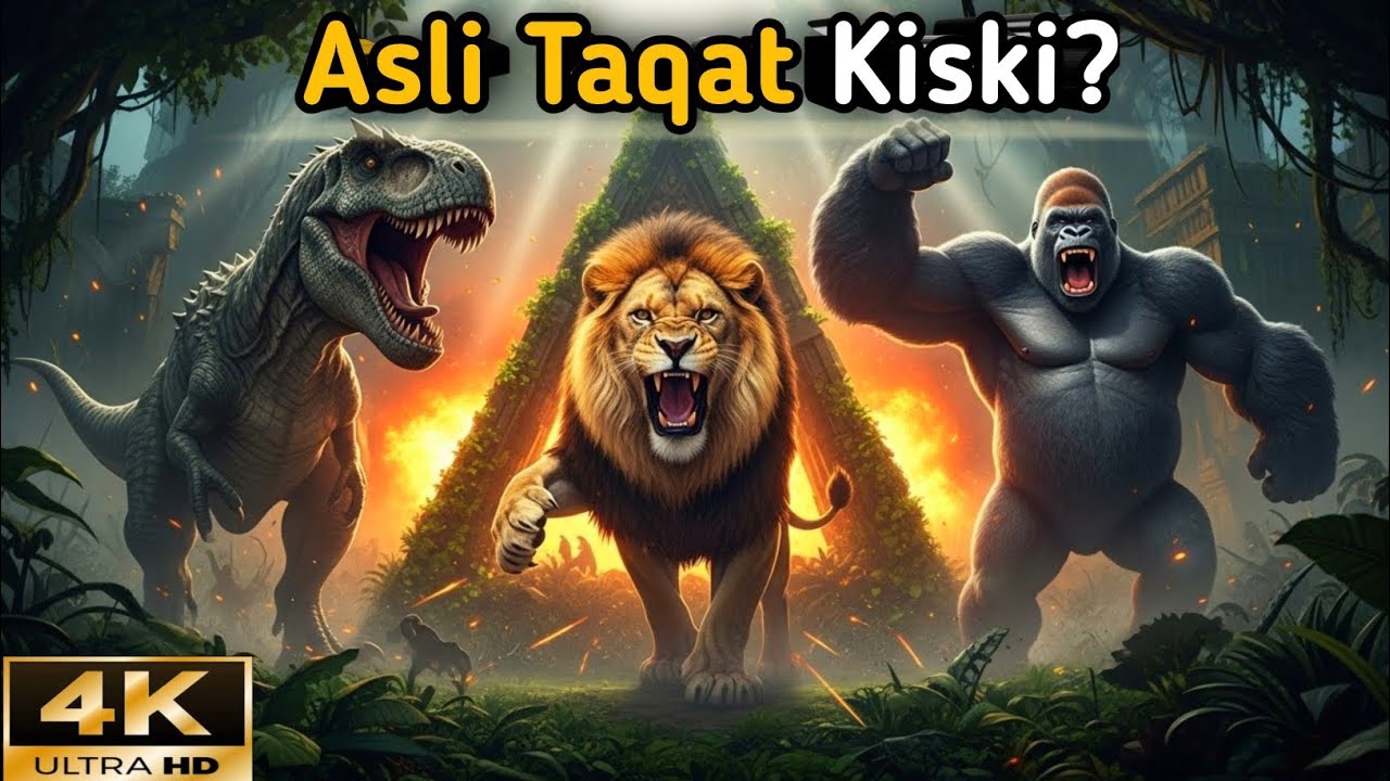 जंगल की सबसे बड़ी जंग | 🦁शेर, 🦖डायनासोर और 🦍गोरिल्ला की टक्कर | 4K Ultra HD।#animalfight